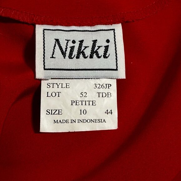 Vintage Nikki Red Embroidered Eyelet Blouse 10P Holiday Boho Grannycore Top - Picture 4 of 5